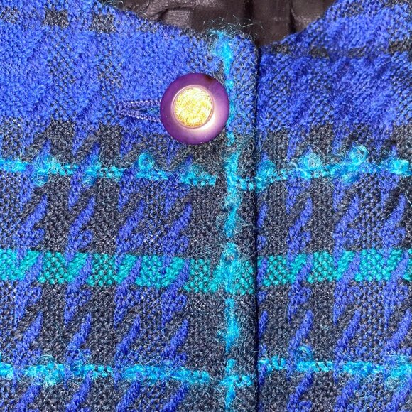 Vintage Talbots Plaid Wool Blend Jacket Womens Size 8 Blue/Black Button Front - Picture 4 of 10